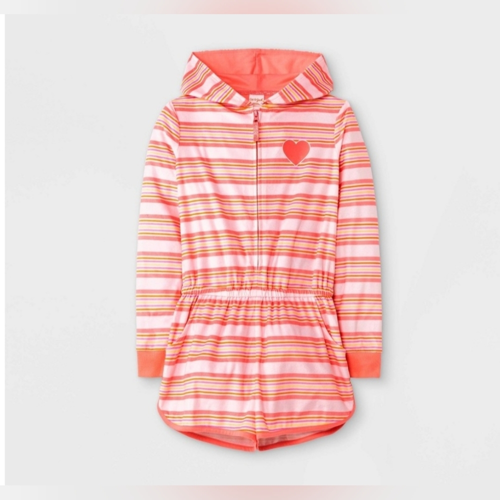 Girls Retro Striped Long Sleeve Pajama Romper